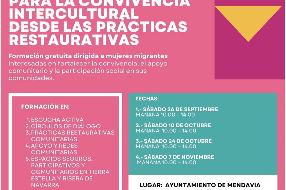 Fechas de la formación del Curso: "Promotoras Comunitarias desde las prácticas restaurativas"
